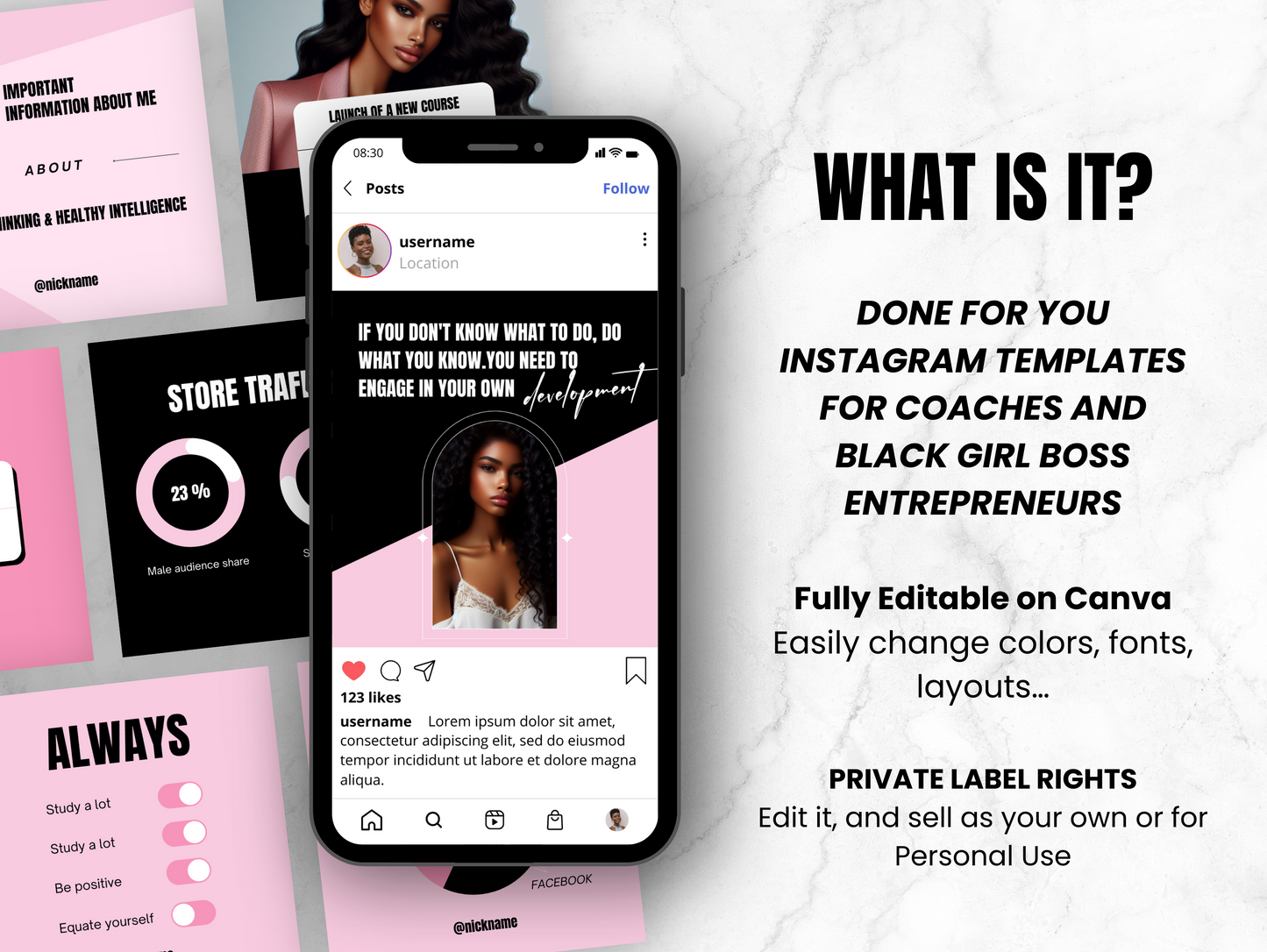 PLR Instagram Post templates for Black girl boss coaching