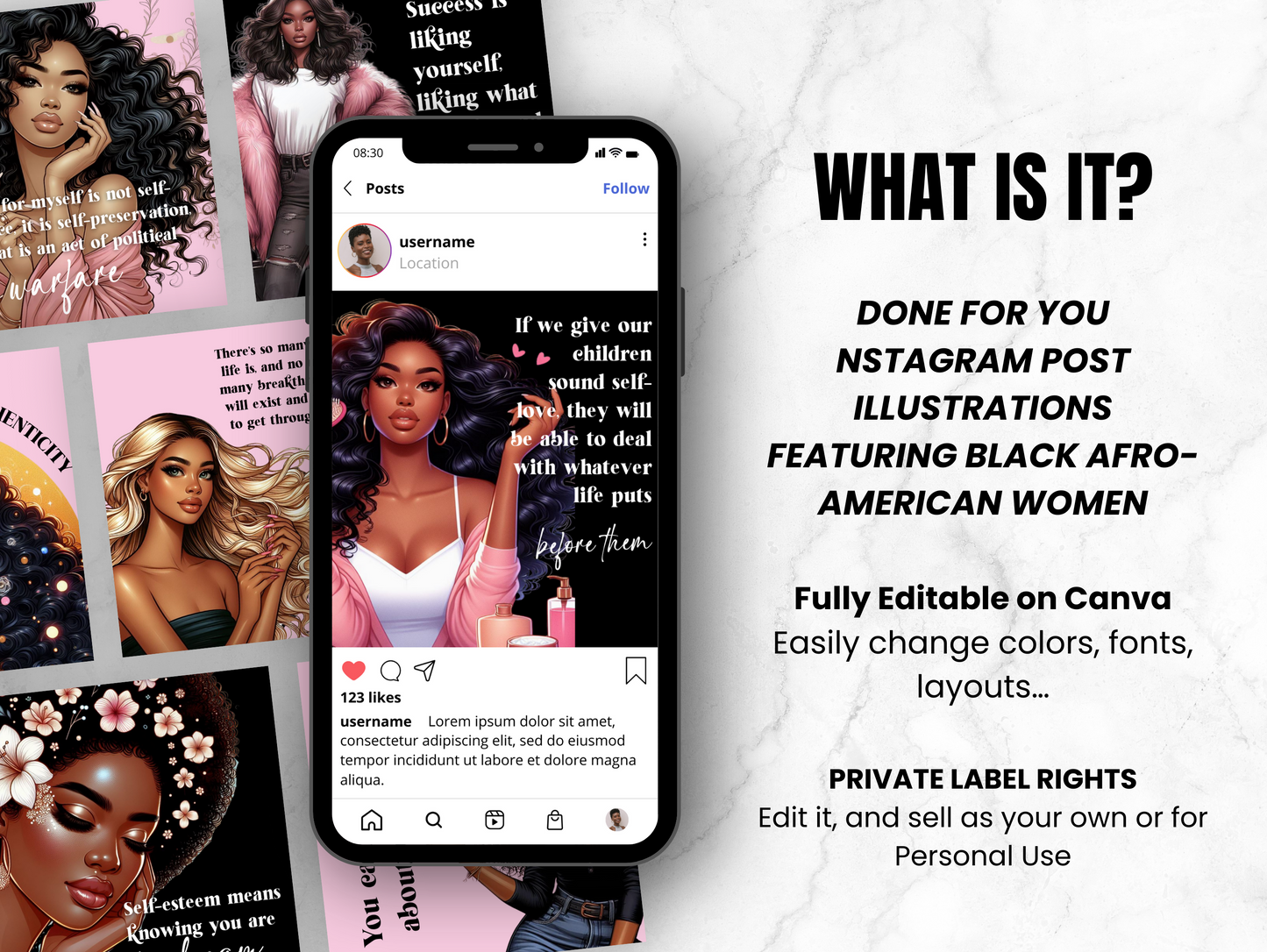PLR Instagram Quotes Canva templates for Black Girl
