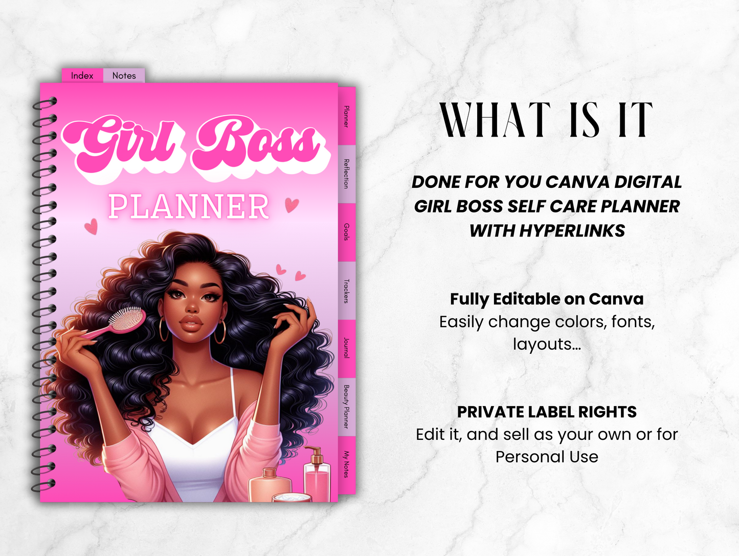 PLR Black Girl Boss Canva Digital Planner