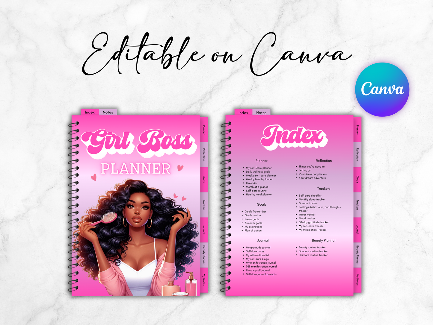 PLR Black Girl Boss Canva Digital Planner