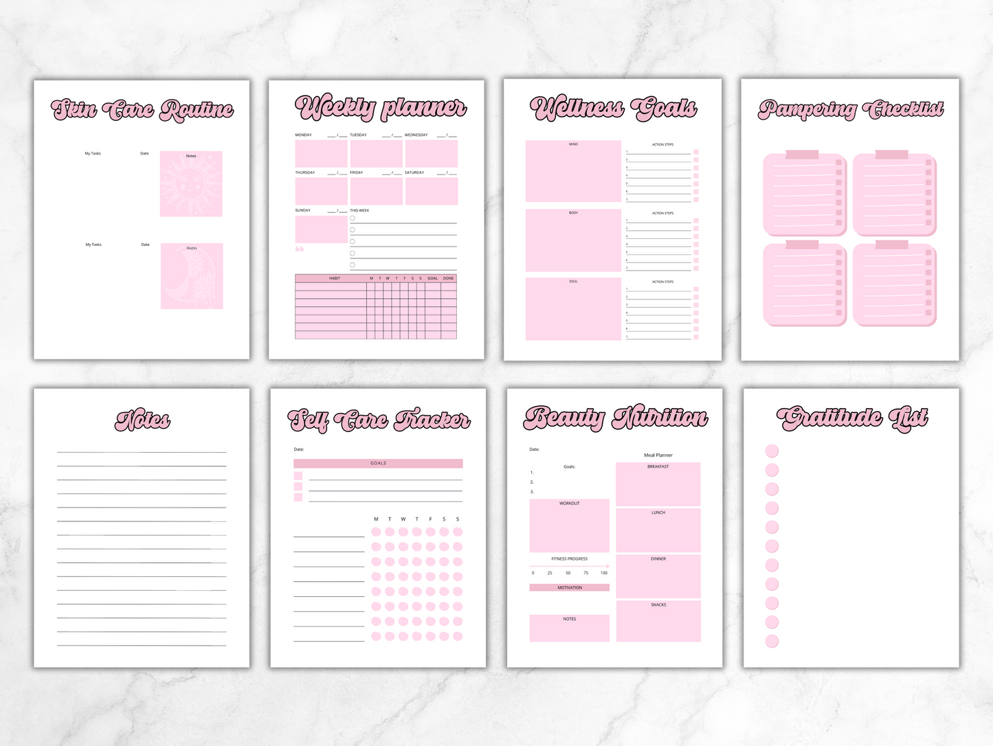 PLR Printable Self care planner
