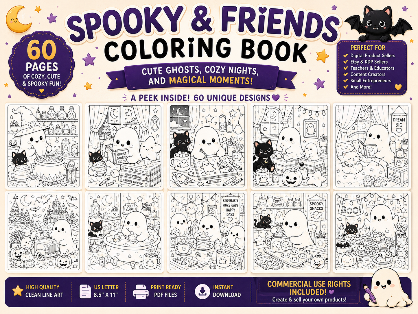 60 Cute Halloween Coloring Pages