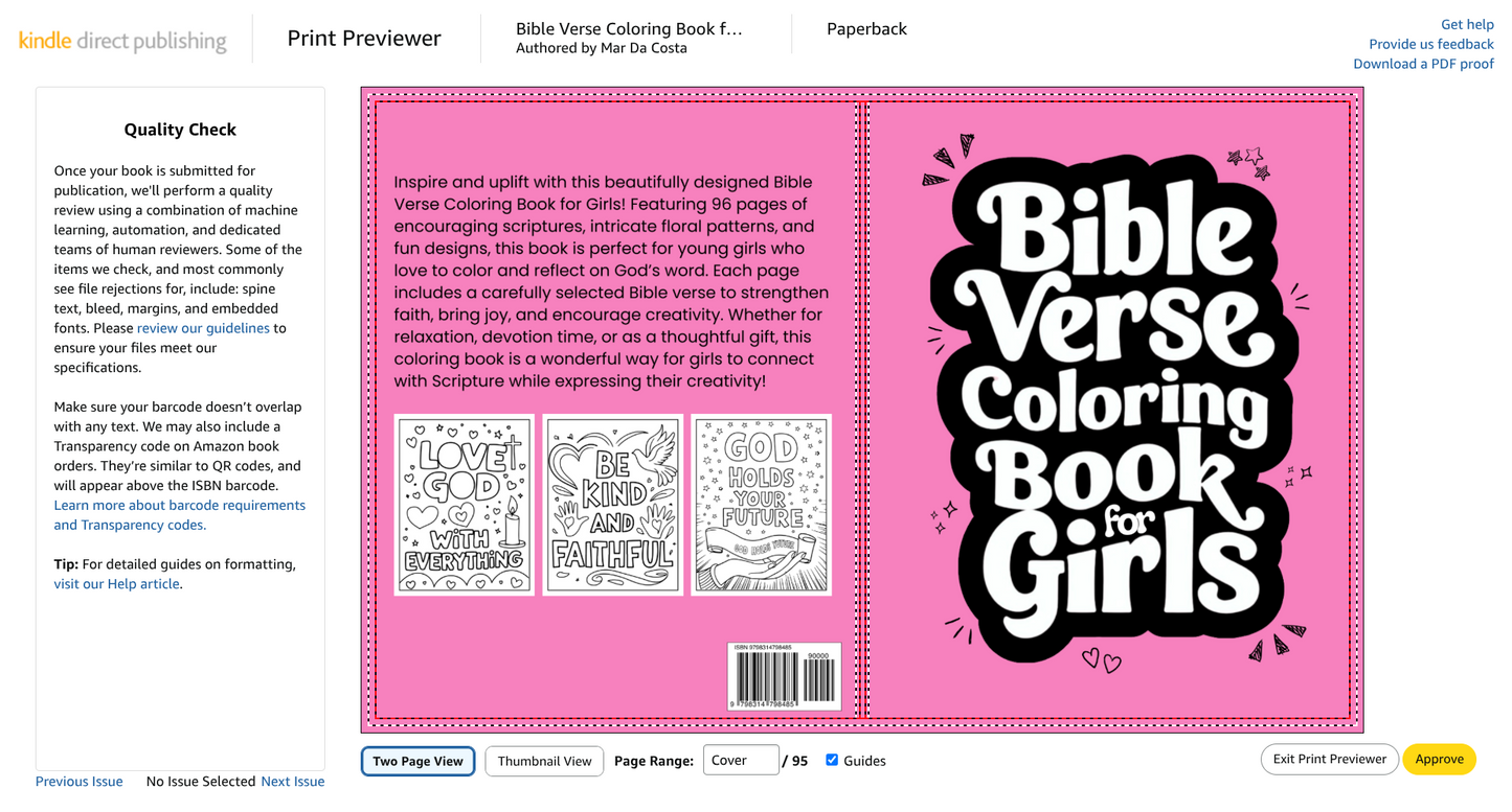 Amazon KDP Bible Verse Coloring Pages for Girls