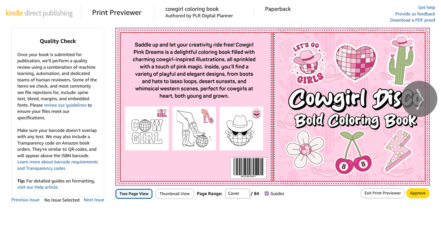 Cowgirl disco Coloring book for Amazon KDP