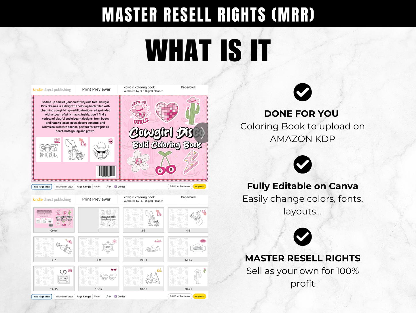 Cowgirl disco Coloring book for Amazon KDP