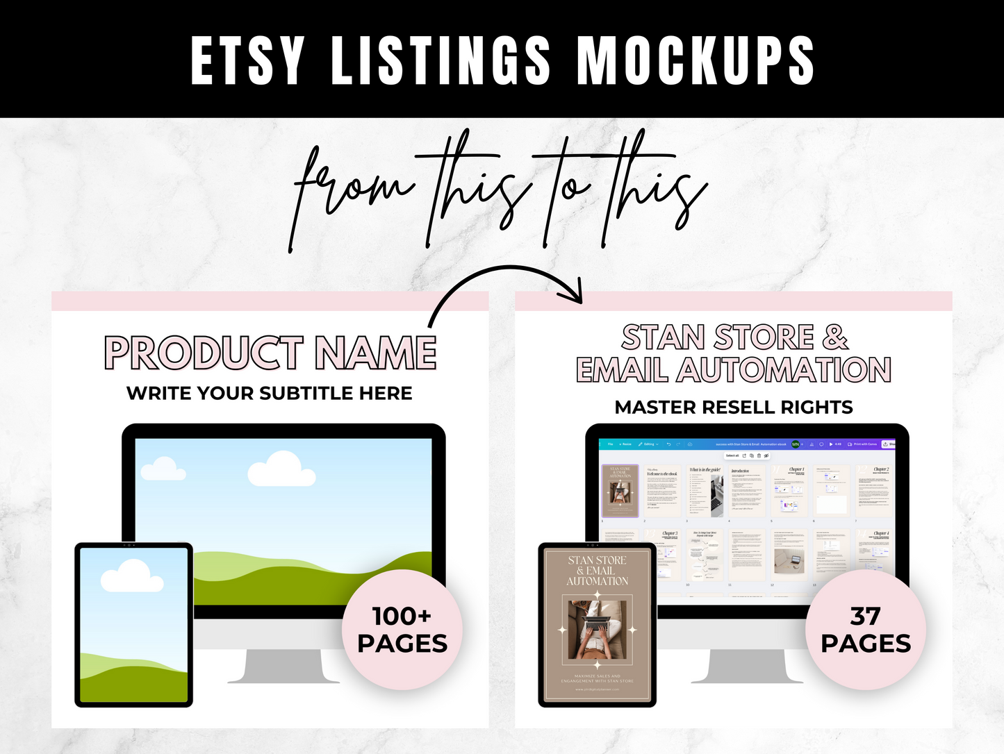 100 Etsy Listings Mockups for Digital Products