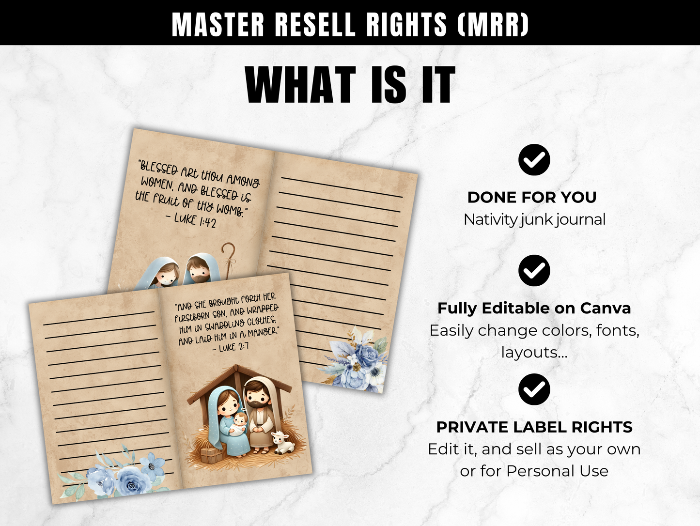 PLR Nativity junk journal Canva Template