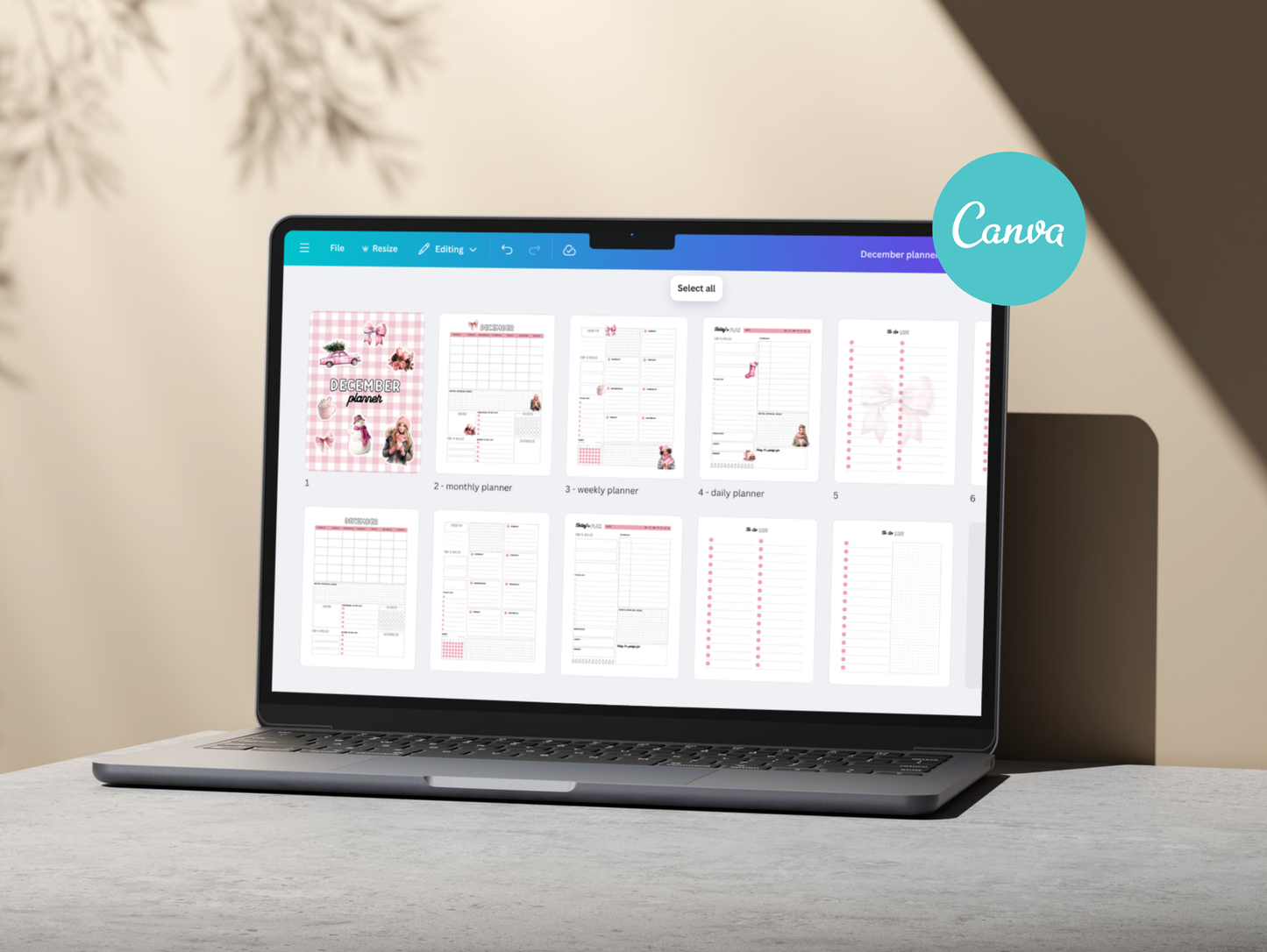 PLR December planner