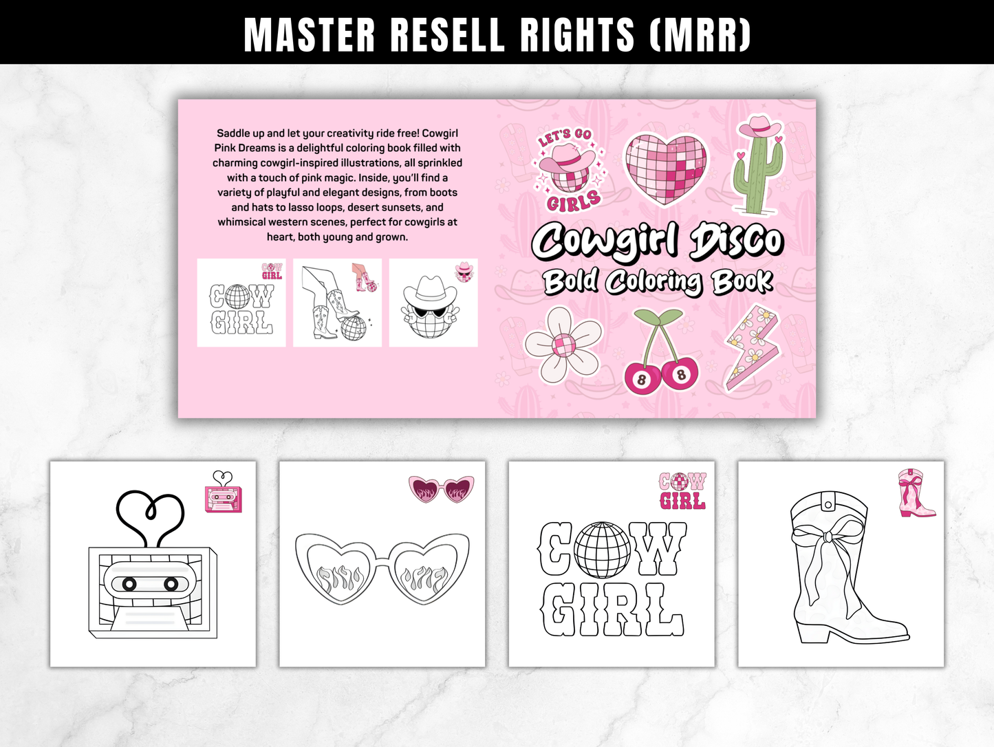 Cowgirl disco Coloring book for Amazon KDP