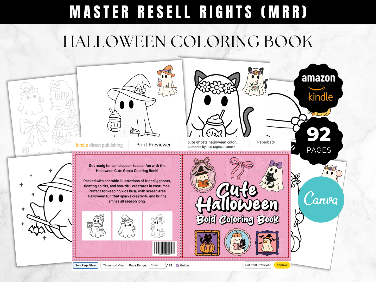 Cute ghosts halloween coloring book Amazon KDP