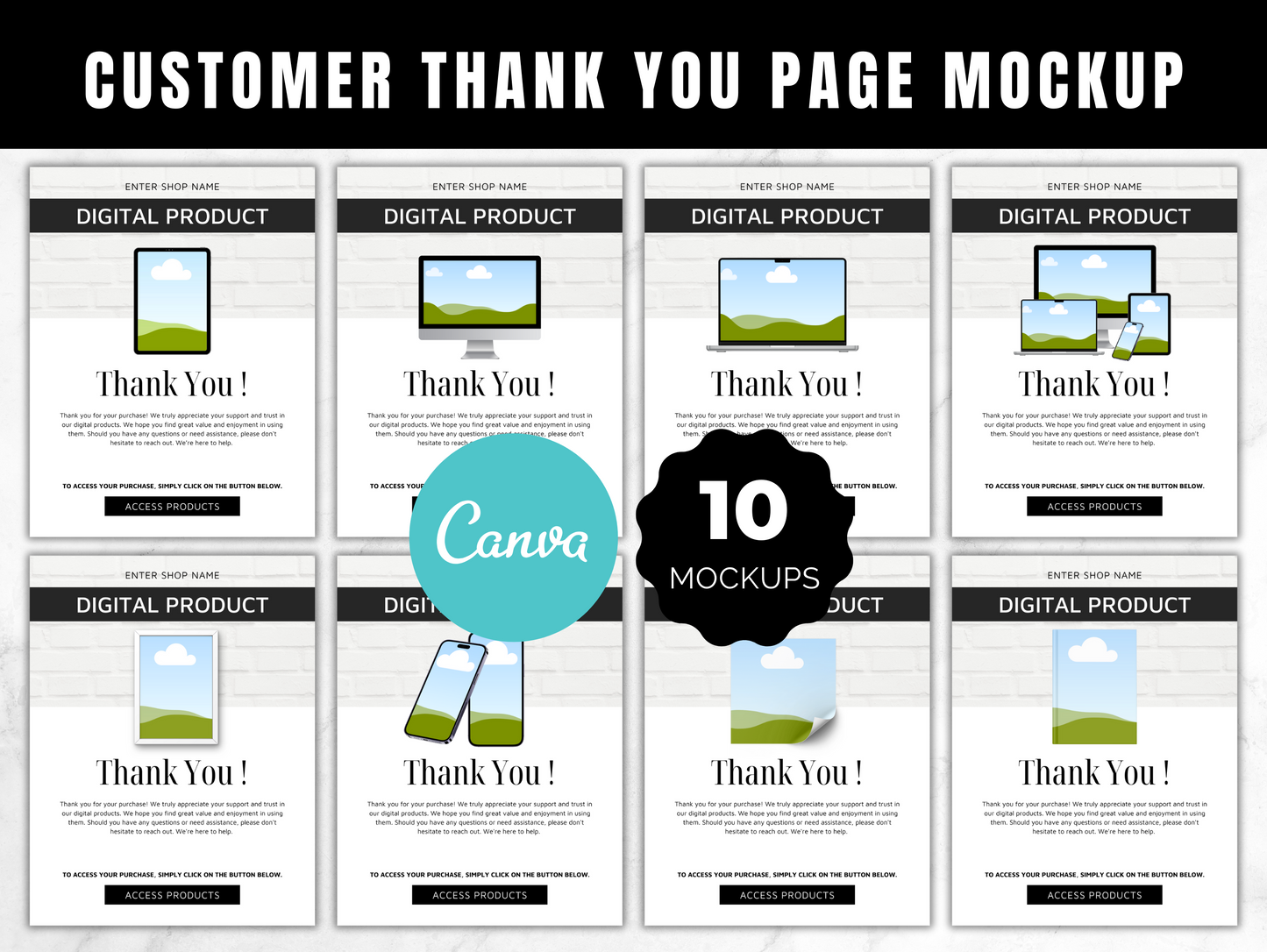 Customer Thank You Page Mockup templates
