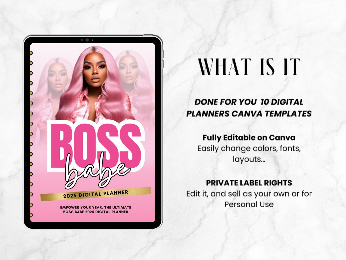 PLR Girl boss 2025 Canva Digital planner