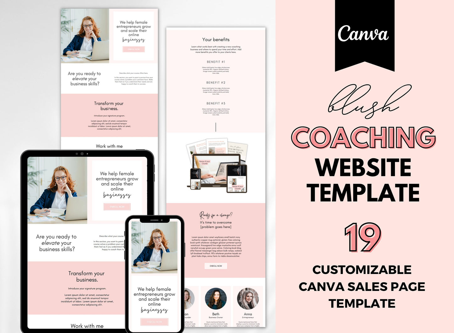 PLR Canva Website Template for Coaches