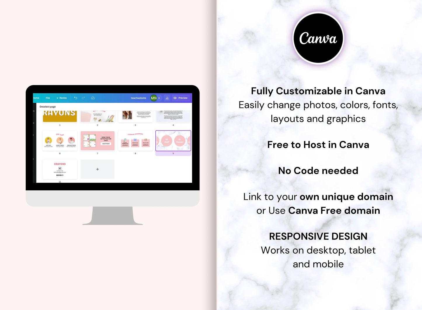 PLR Canva Website Template for educators