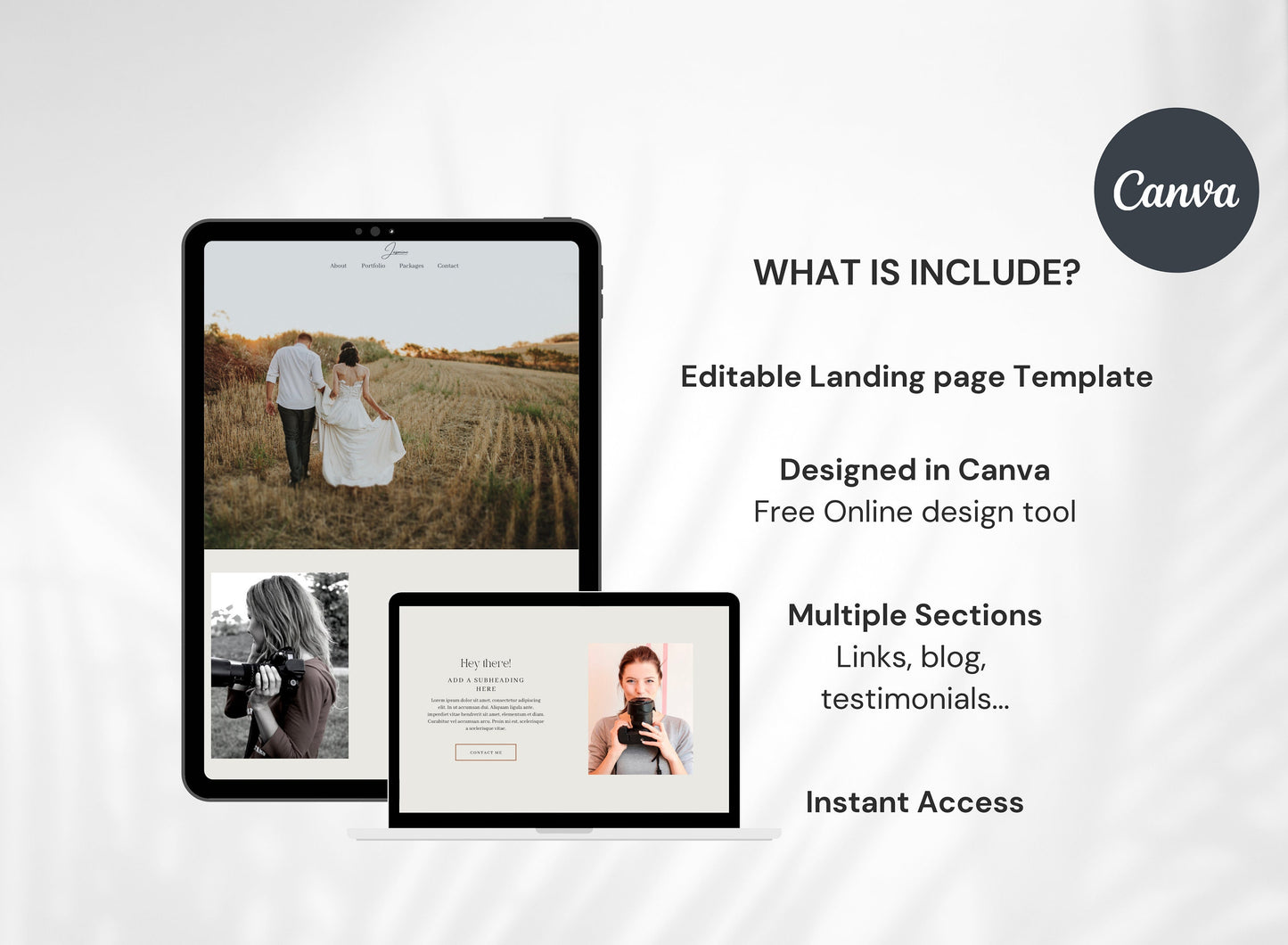 Plantilla de sitio web de Canva para fotógrafos