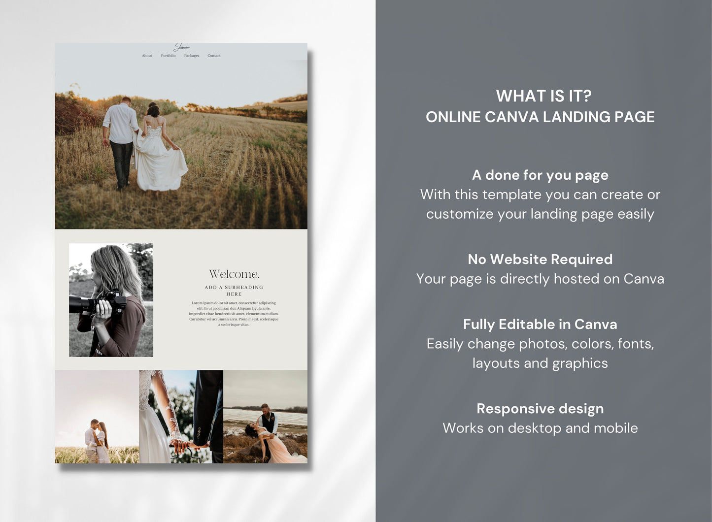 Plantilla de sitio web de Canva para fotógrafos