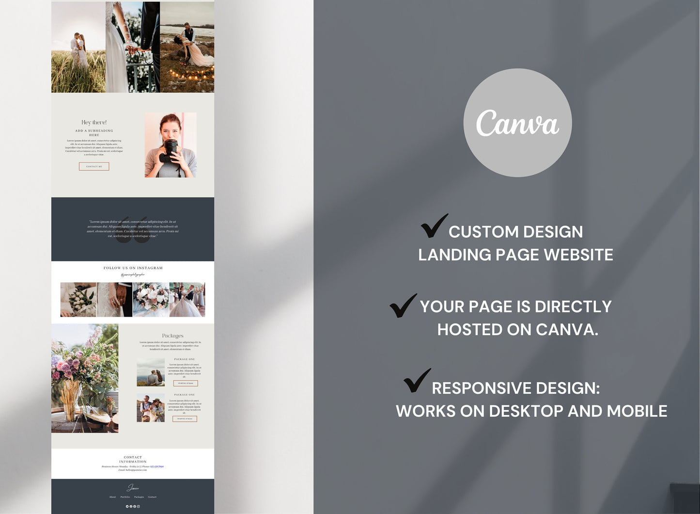 Plantilla de sitio web de Canva para fotógrafos