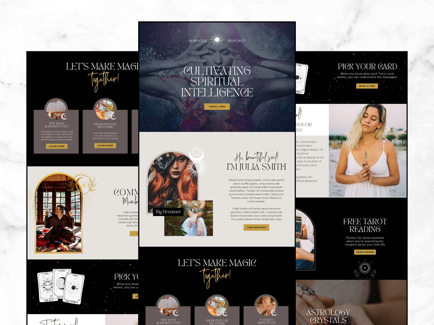 Plantilla de sitio web de Canva espiritual