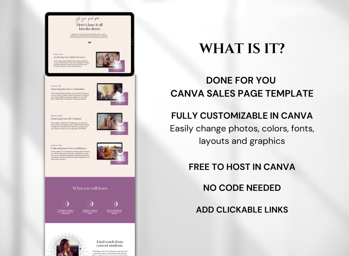 Contenido de plantilla de sitio web de Canva prediseñado