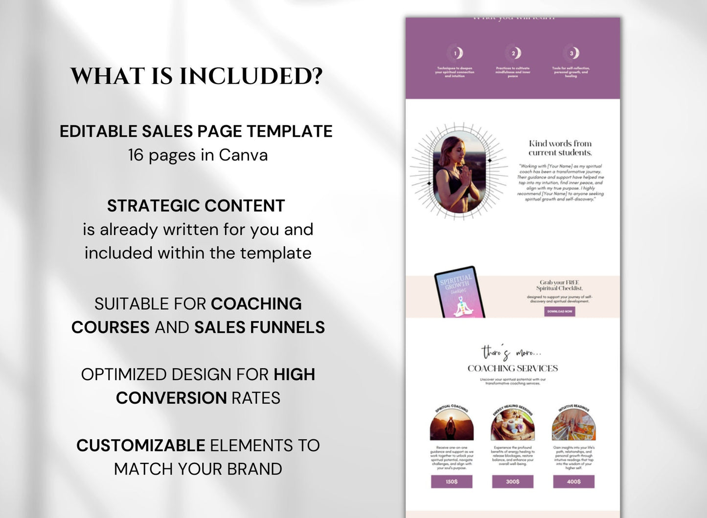 Contenido de plantilla de sitio web de Canva prediseñado