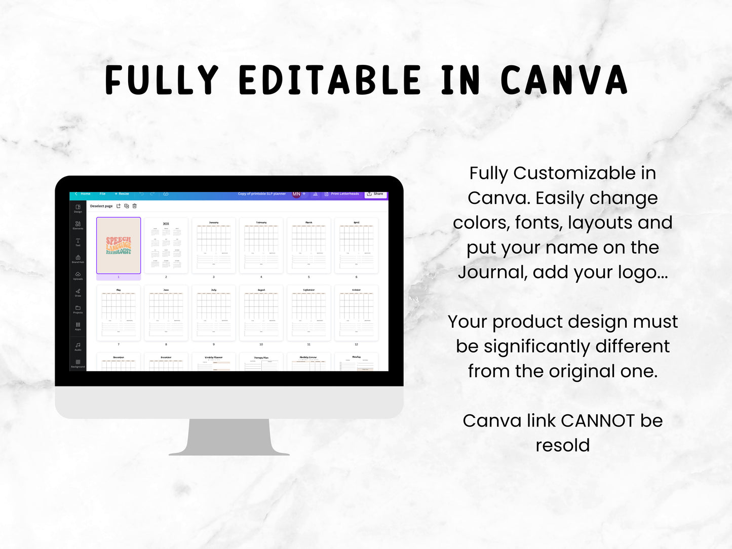 Speech Therapy Canva Printable Planner Template