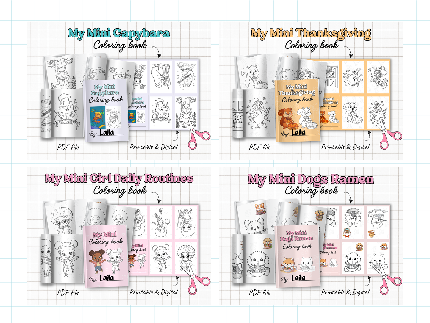 Mini Coloring Book Bundle with Commercial Use