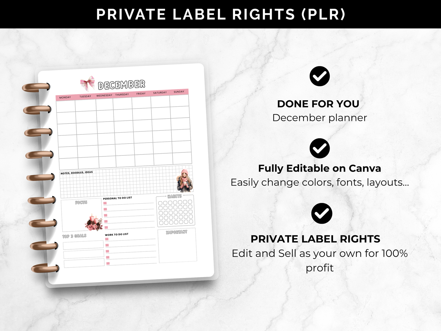 PLR December planner