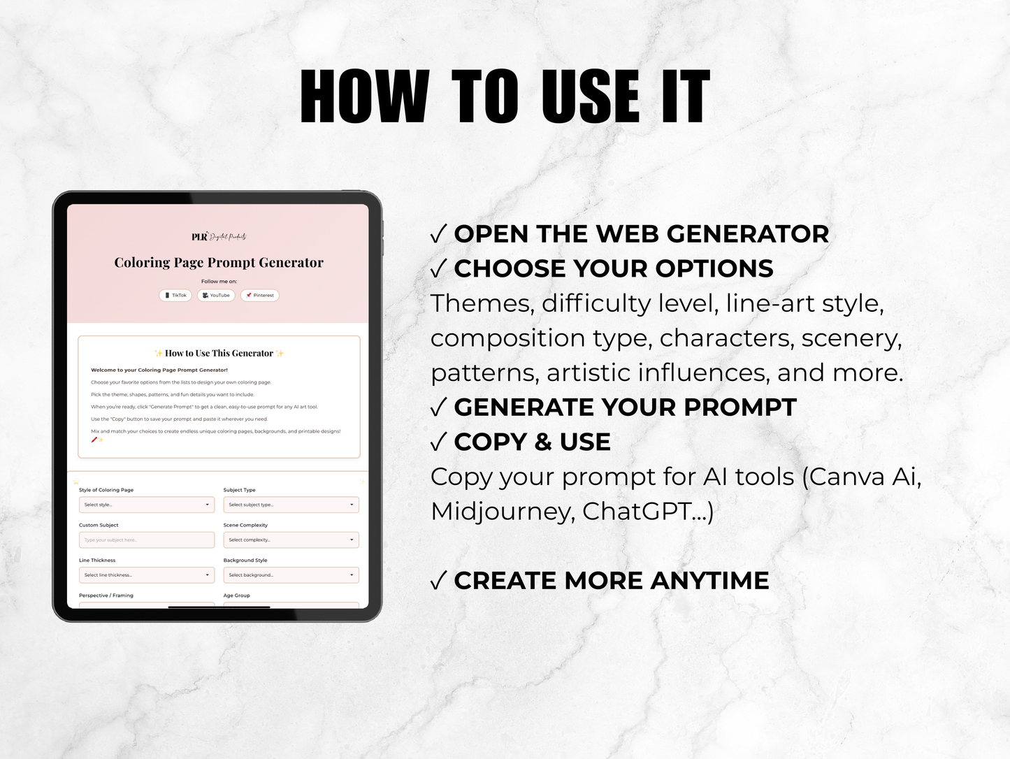 Coloring Page Prompt Generator
