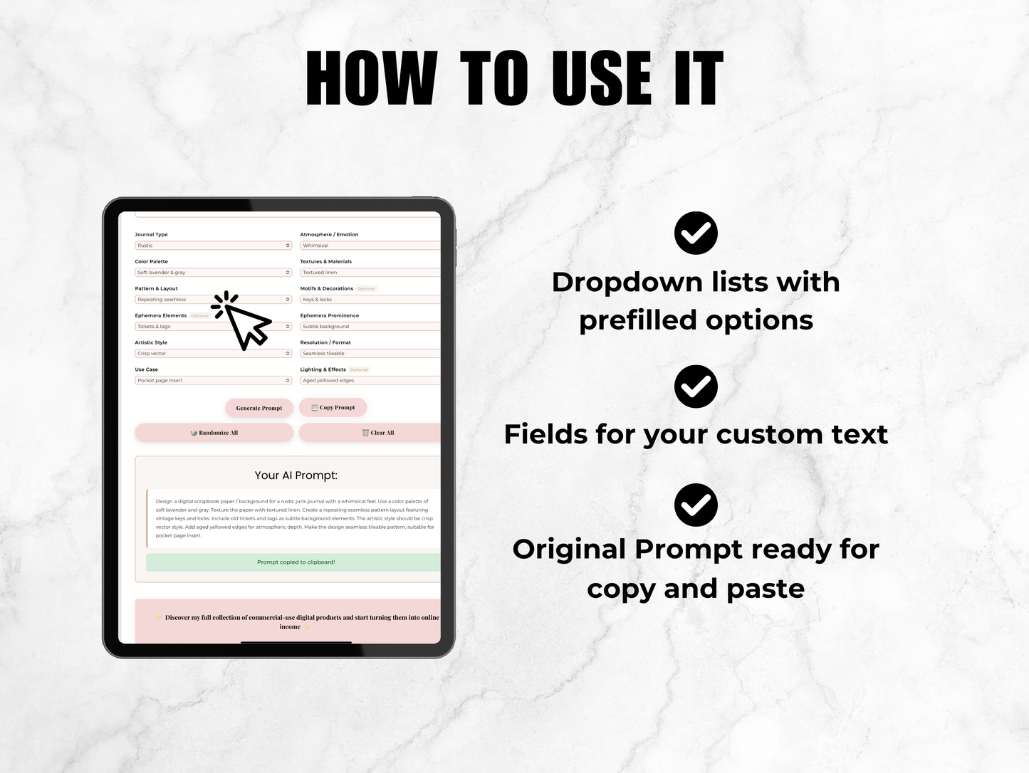 Junk Journal Digital Paper Prompt Generator
