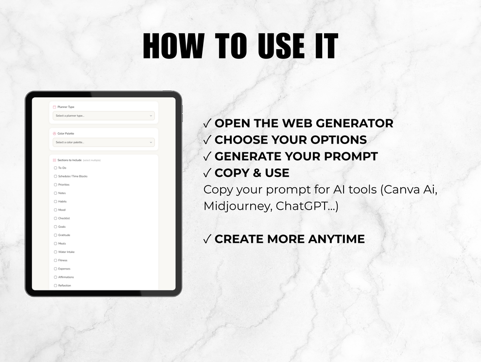 Planner Prompt Generator – PLR Digital Planner