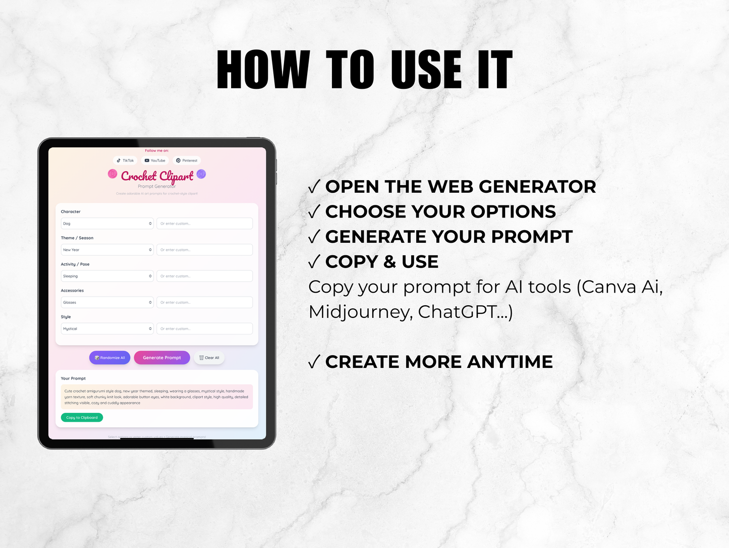 Crochet Clipart Prompt Builder