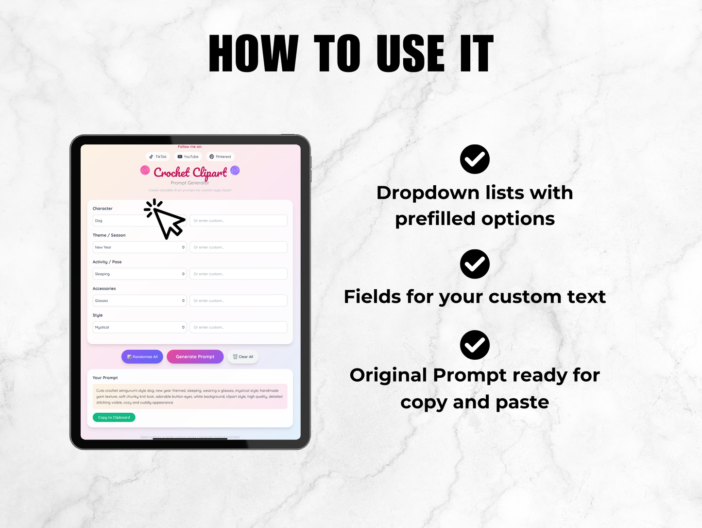 Crochet Clipart Prompt Builder