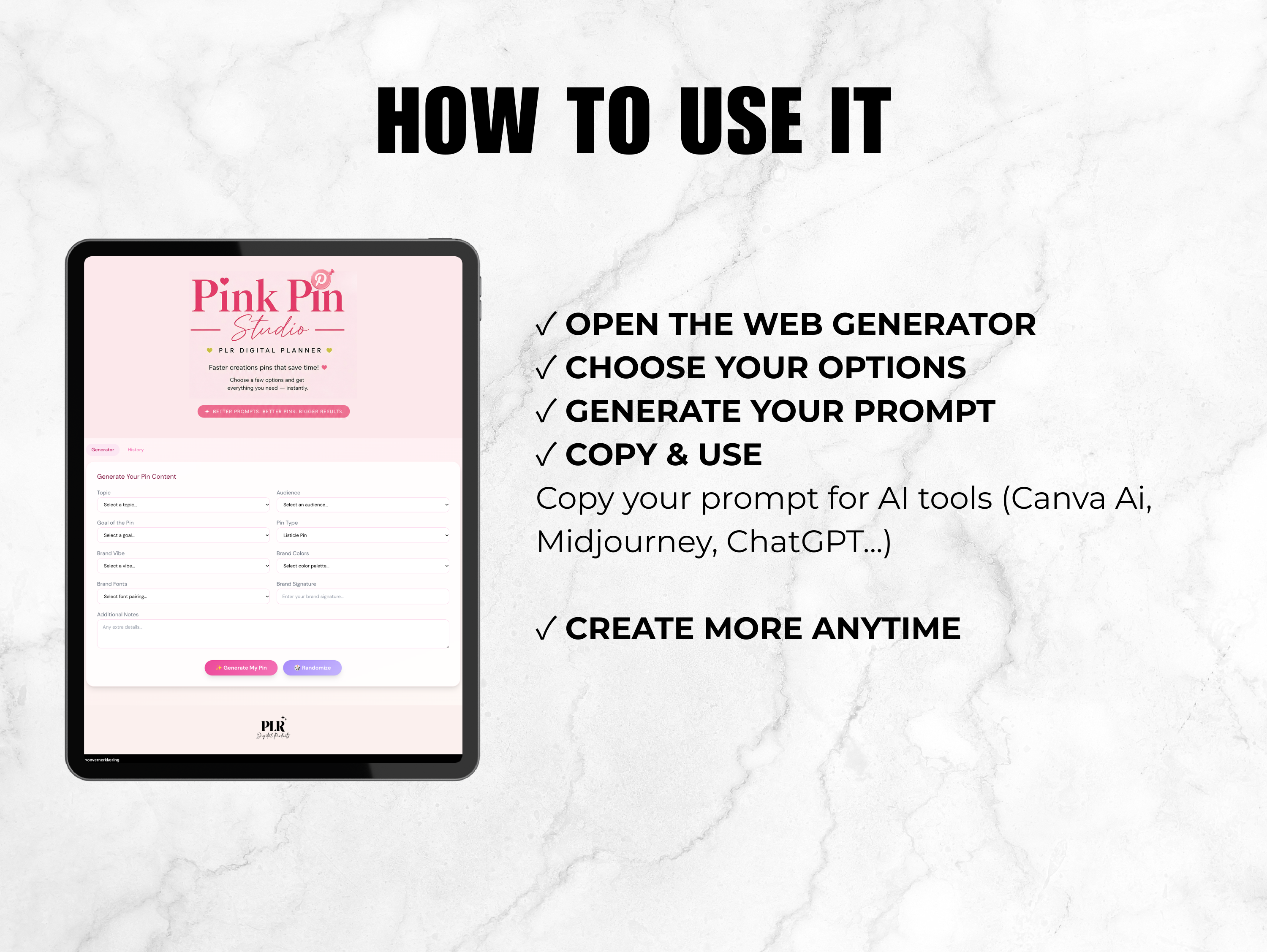 Pink Pin Studio: Pinterest Pin Generator – PLR Digital Planner