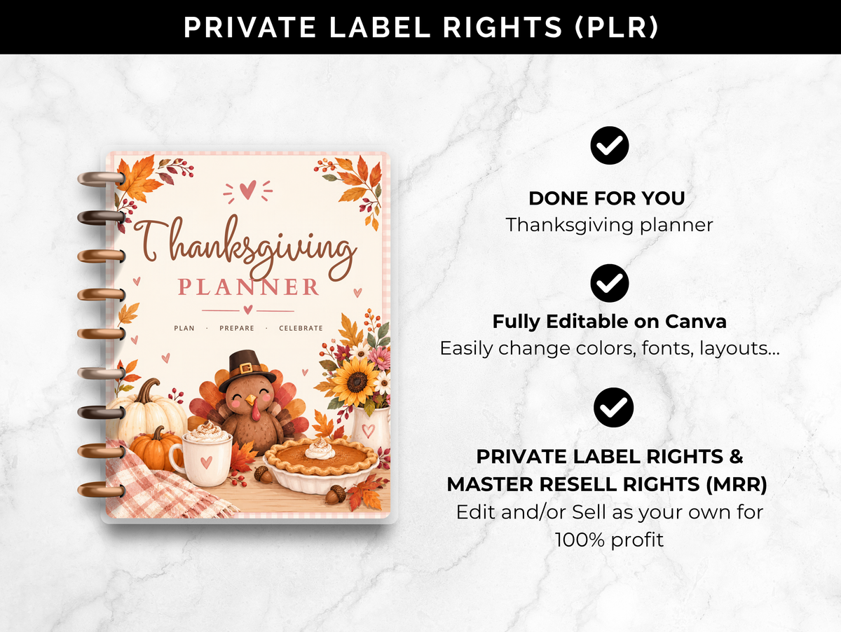 Thanksgiving Planner. Editable in Canva with Master Resell Rights