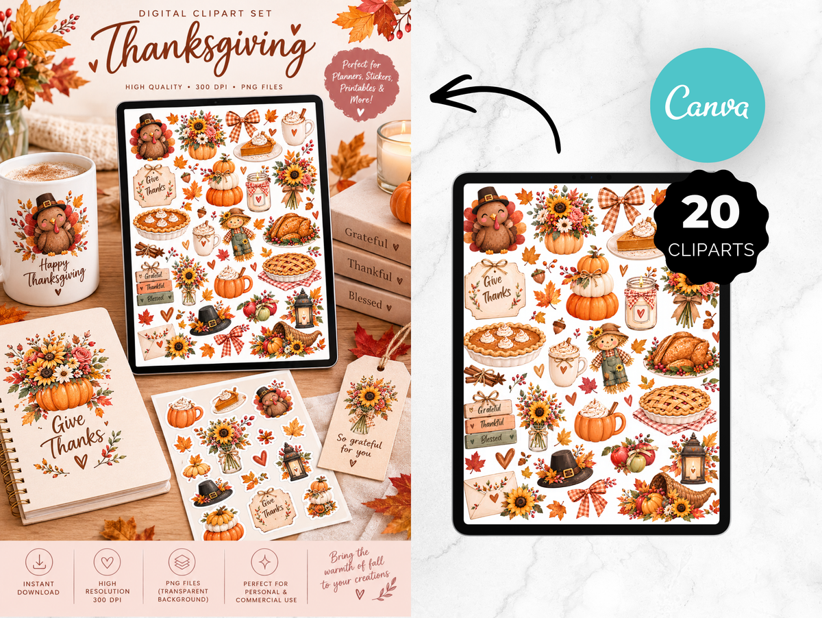 Thanksgiving Planner. Editable in Canva with Master Resell Rights