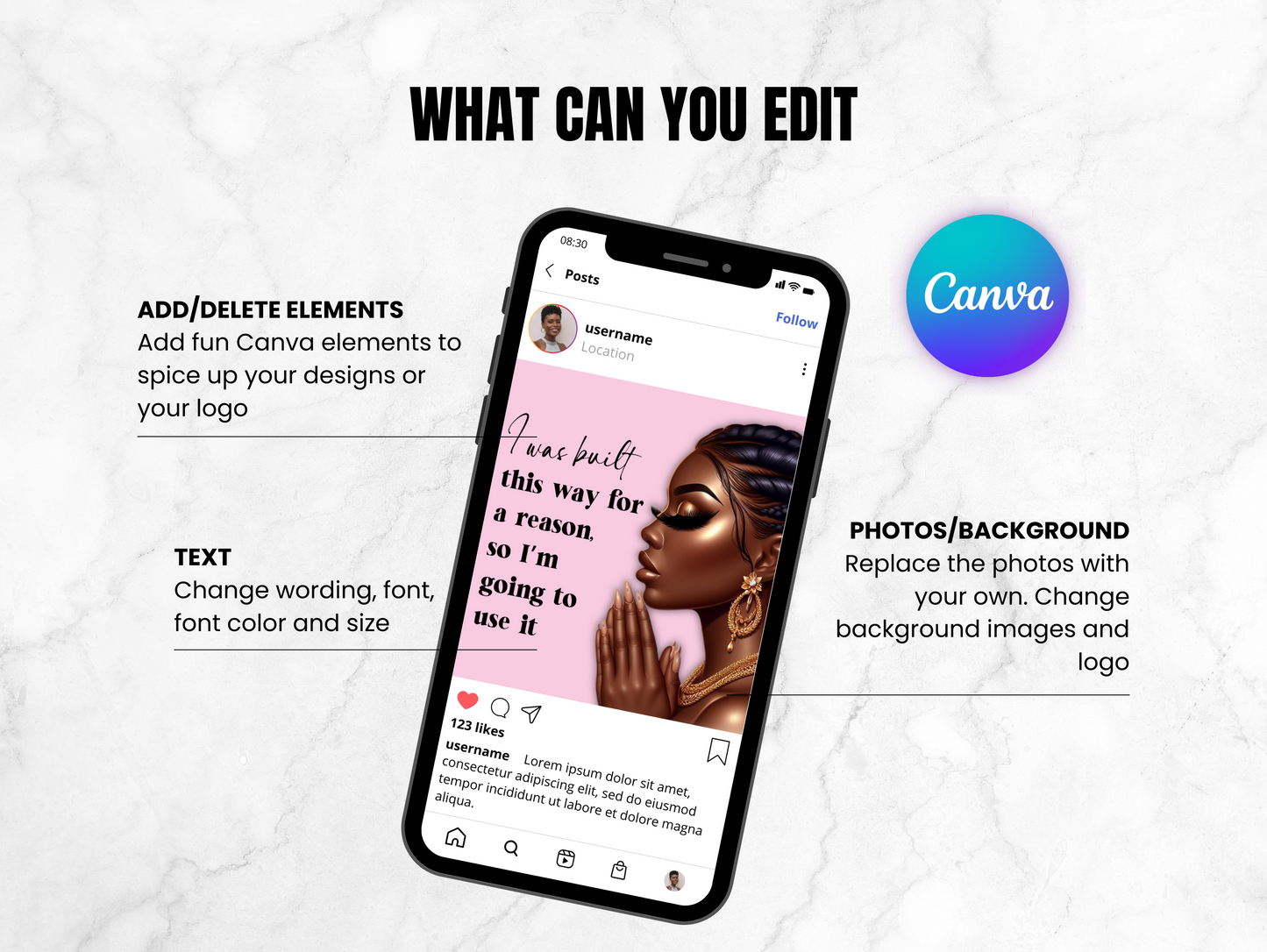 PLR Instagram Quotes Canva templates for Black Girl