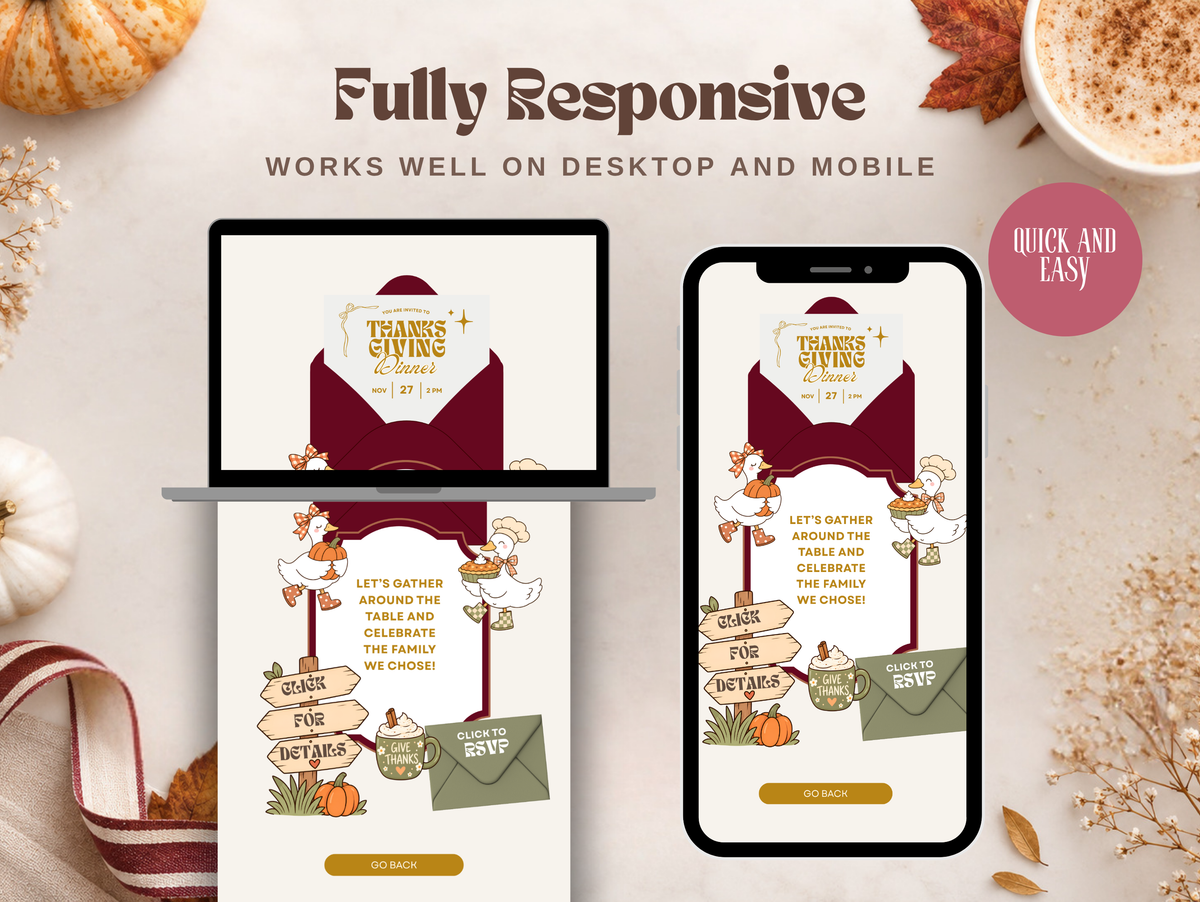 Interactive Thanksgiving Digital Invitation Canva Template
