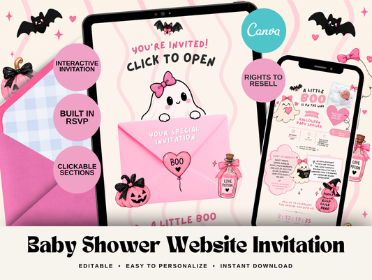 A Little Boo Is on the Way Baby Shower Digital Invitation