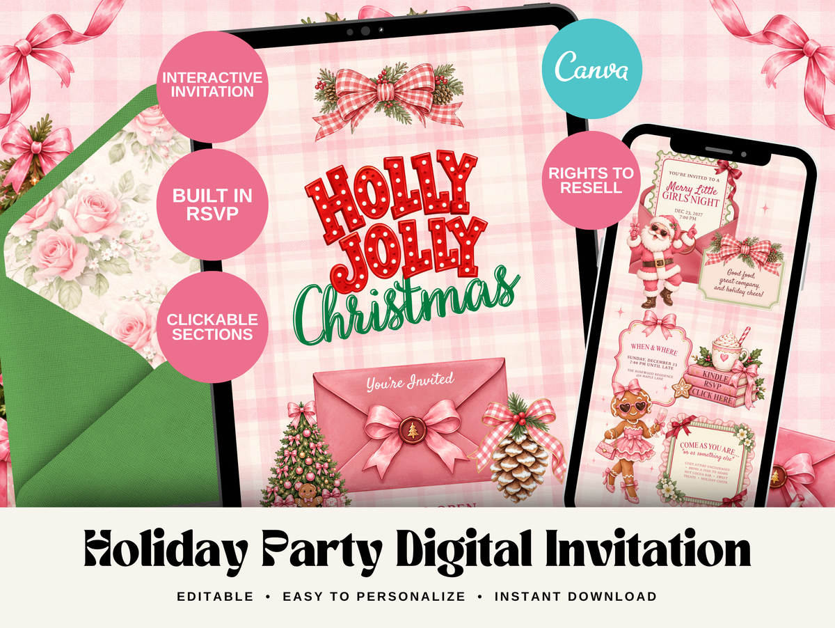 Merry Little Girls Night Canva Digital Invitation Template