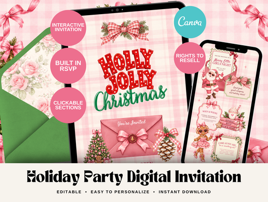 Merry Little Girls Night Canva Digital Invitation Template