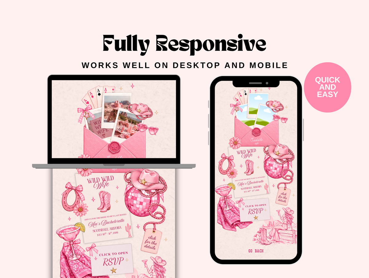 Cowgirl Party Bachelorette Canva Invitation Template