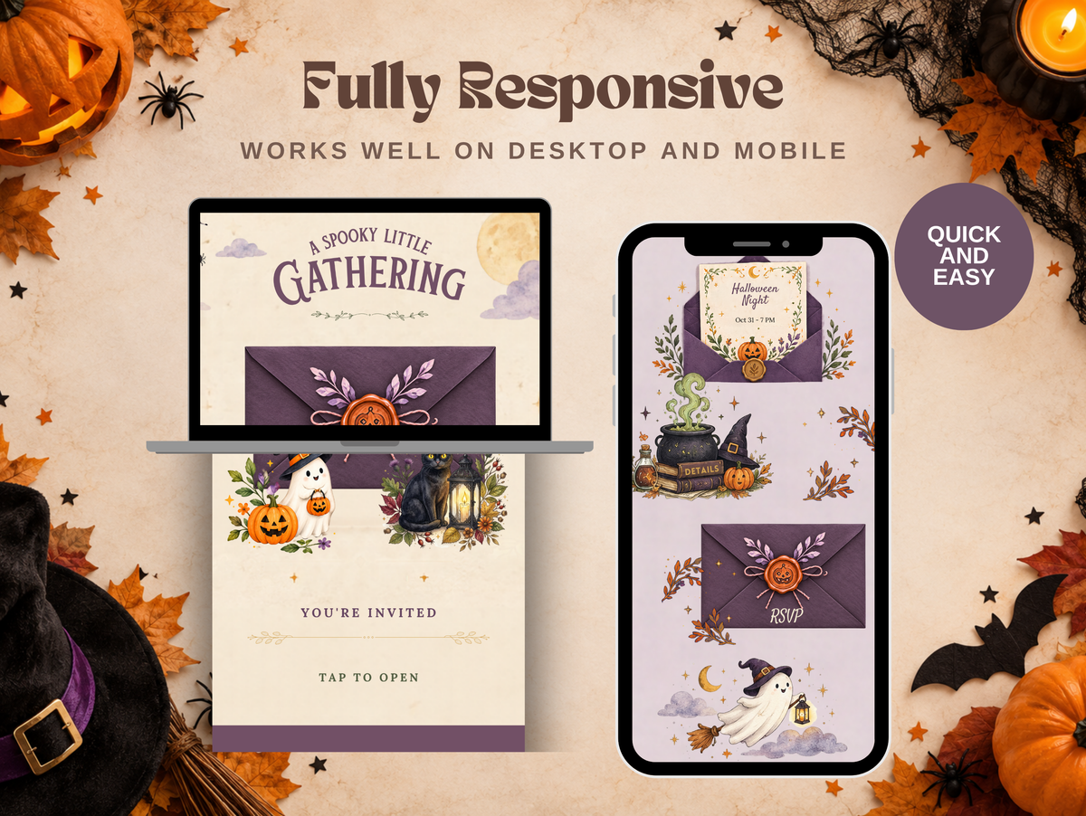 Halloween Digital Invitation Canva Template with Resell Rights