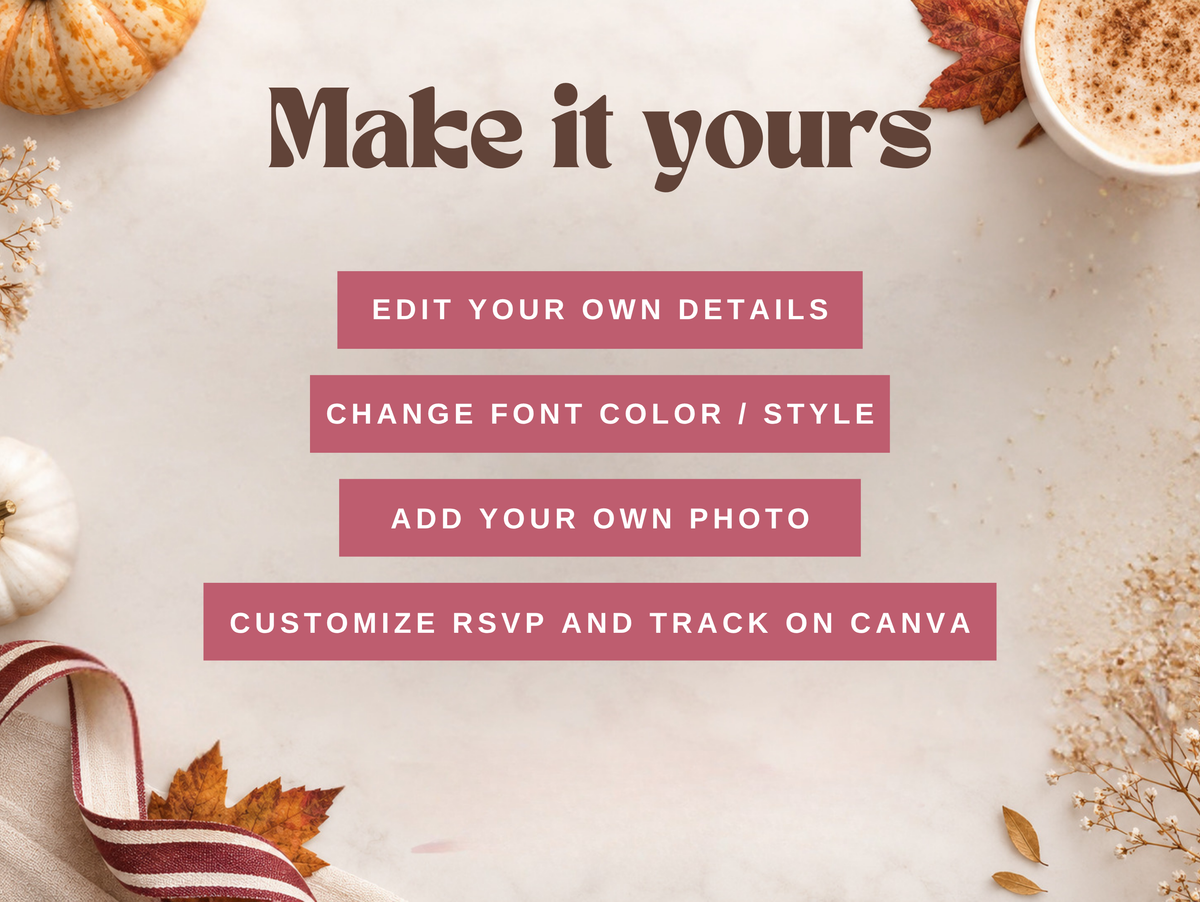 Interactive Thanksgiving Digital Invitation Canva Template