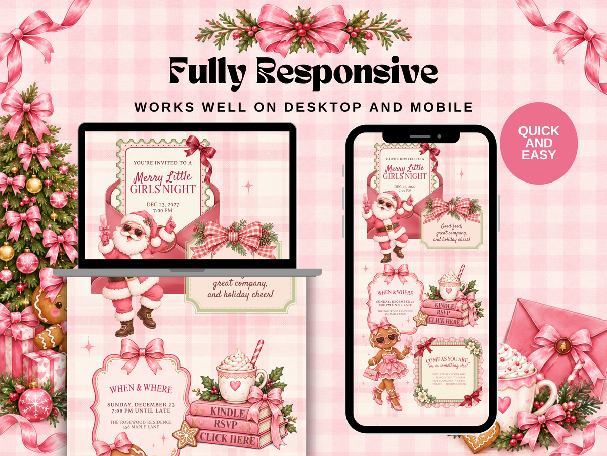 Merry Little Girls Night Canva Digital Invitation Template