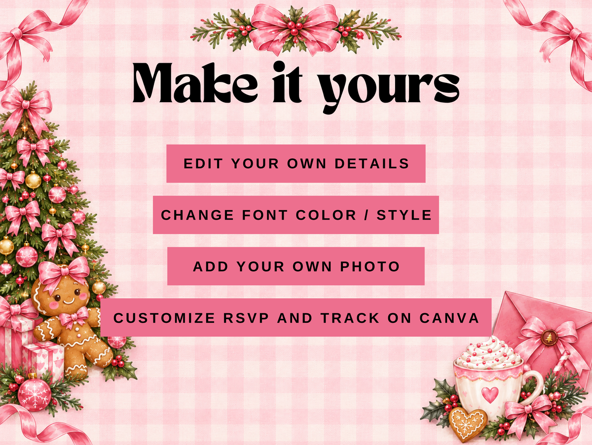 Merry Little Girls Night Canva Digital Invitation Template