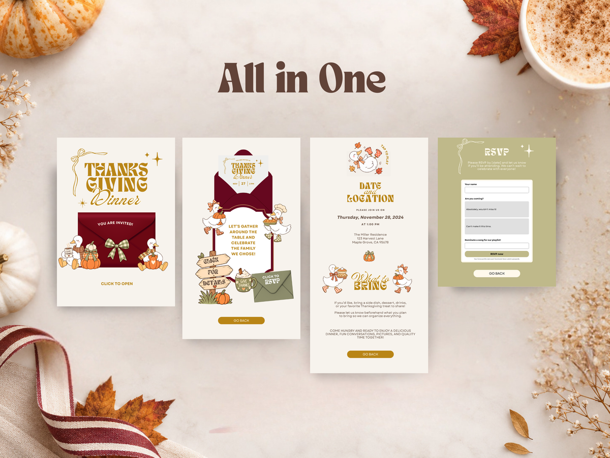 Interactive Thanksgiving Digital Invitation Canva Template