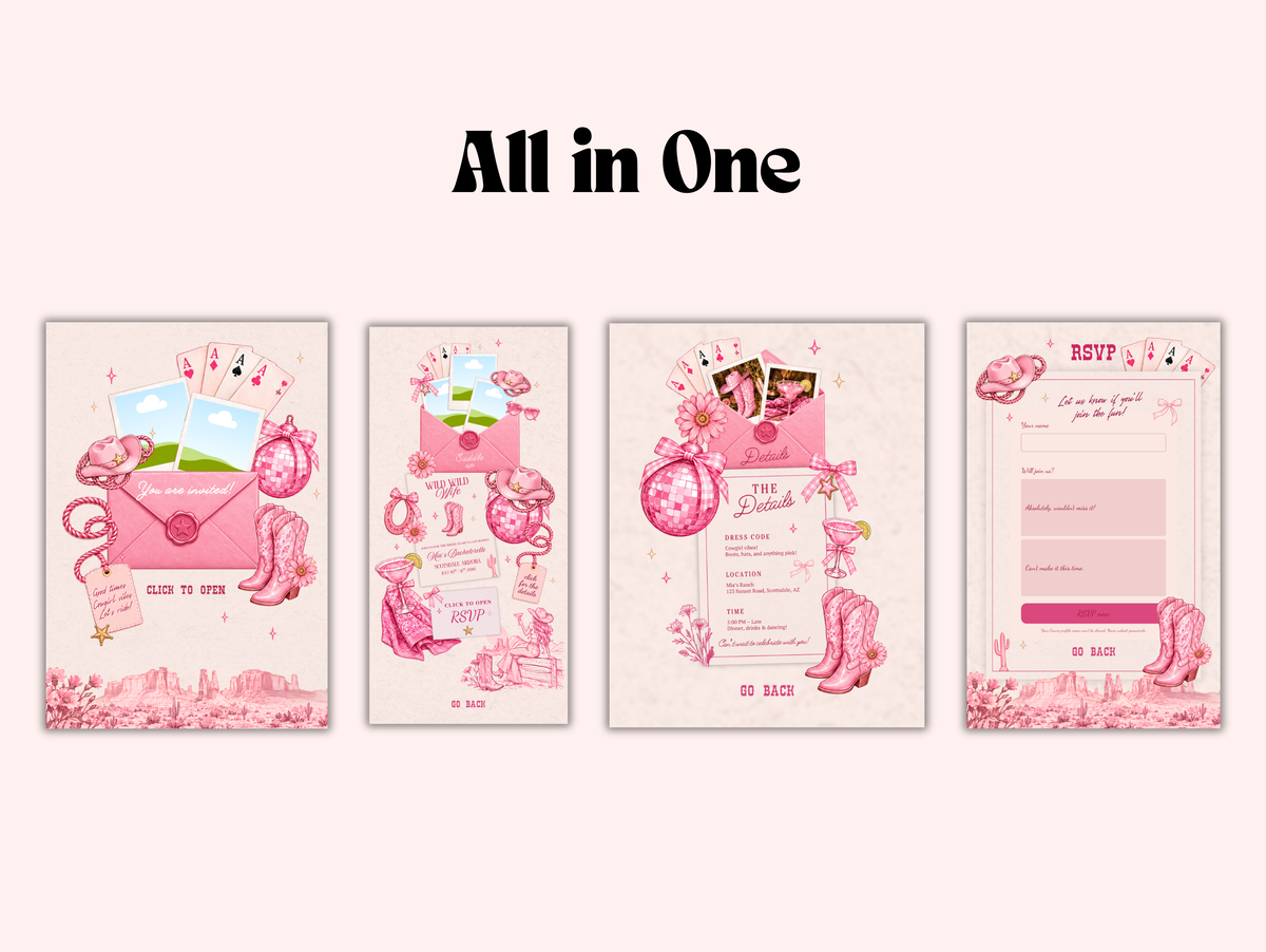 Cowgirl Party Bachelorette Canva Invitation Template
