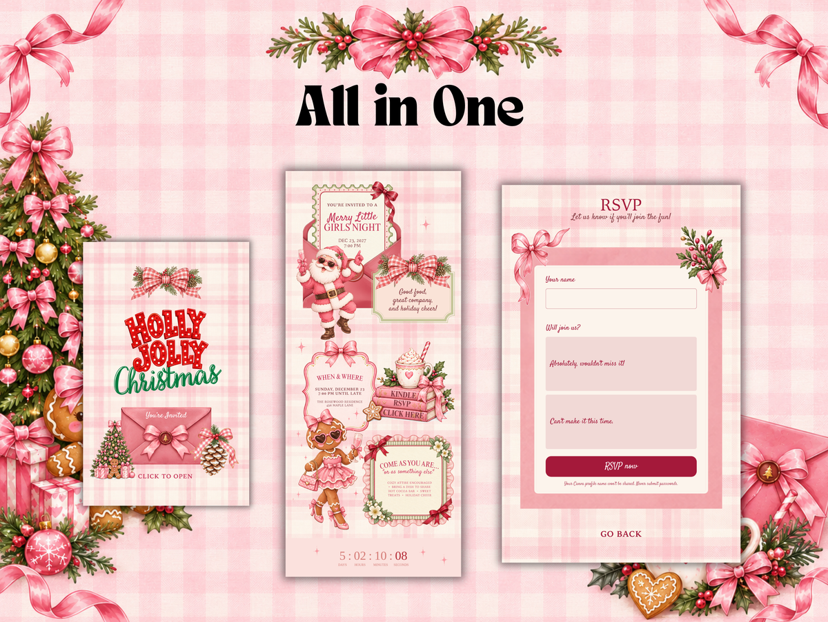 Merry Little Girls Night Canva Digital Invitation Template