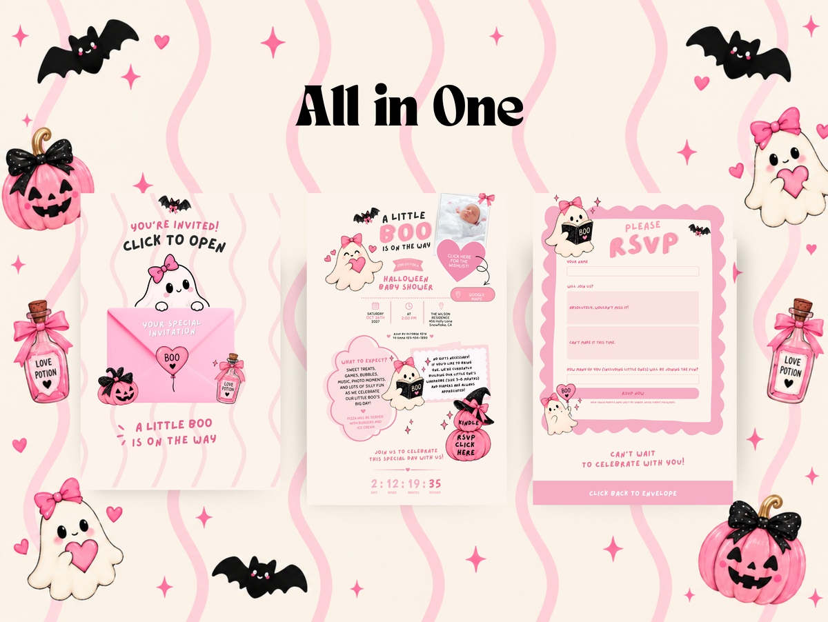 A Little Boo Is on the Way Baby Shower Digital Invitation