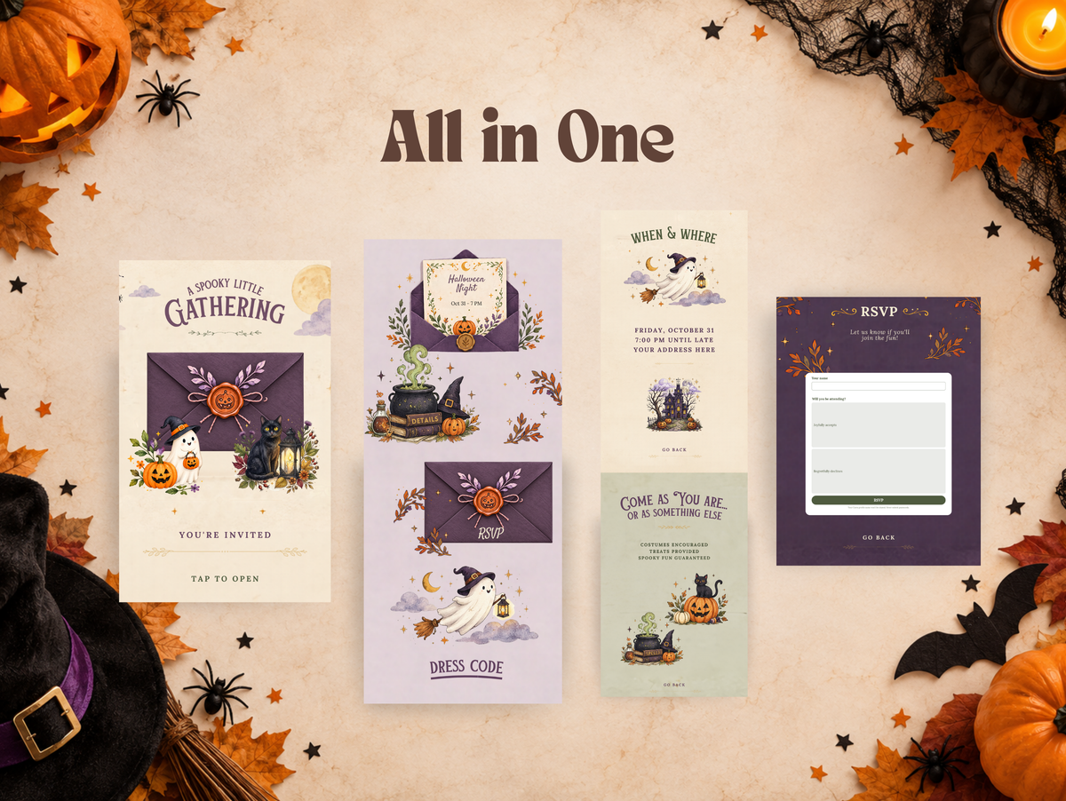 Halloween Digital Invitation Canva Template with Resell Rights